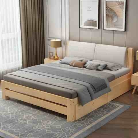 实木木床现代简约18米双人床成人人主15米12m出租房实木床