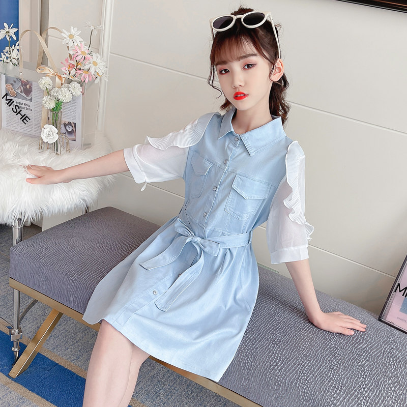女童八九小女孩气质裙子中童10岁牛仔薄款夏季连衣裙