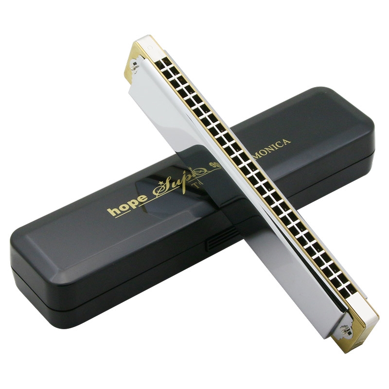 6624s休止符定制改装电镀镀铜格款24孔复音口琴口琴