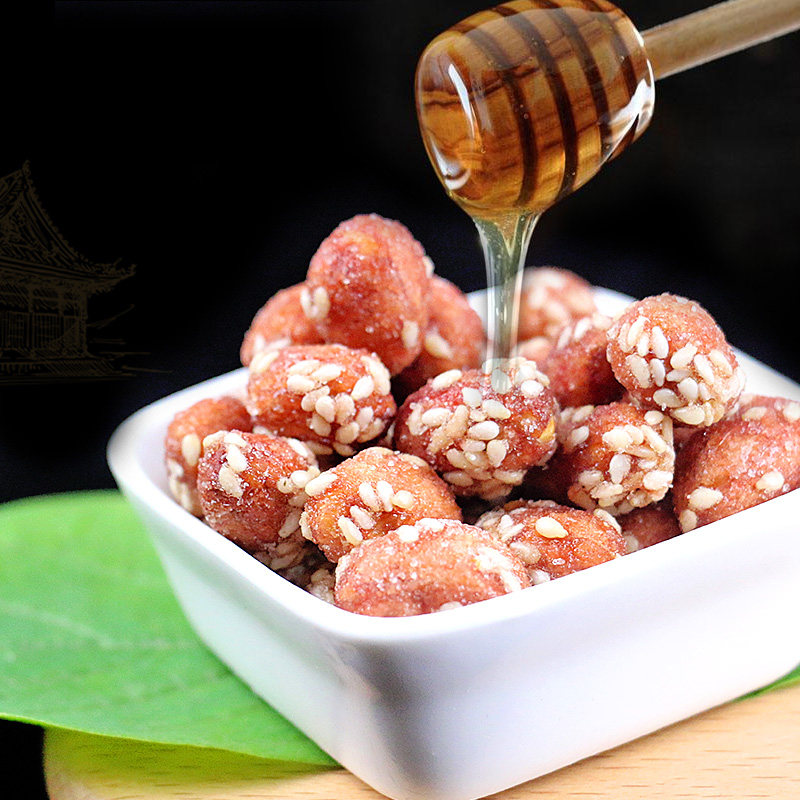 李老头蜂蜜花生500g山东大花生零食蜜汁琥珀花生米红衣熟19年新