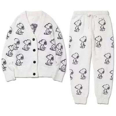 软糯厚实日系秋冬软绵绵史努比亲子睡衣开衫套头加厚家居服