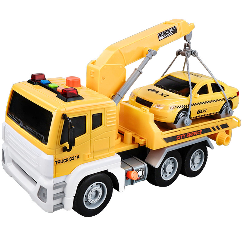 大号平板车拖车玩具道路清障车救援运输车男孩大卡惯性