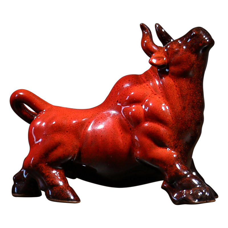 牛转乾坤创意陶瓷摆件家居客厅办公办公桌桌面摆件