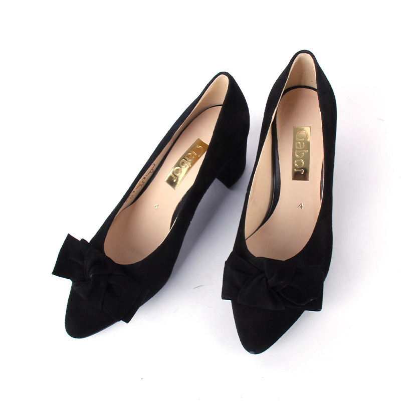 gabor德国嘉步嘉宝春夏新品时尚浅口粗跟蝴蝶单鞋