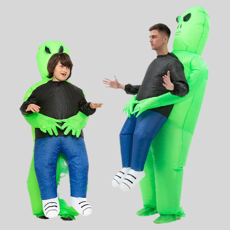 道具恶搞装扮鬼抱人绿鬼服装外星人充气搞笑行走角色扮演类用品