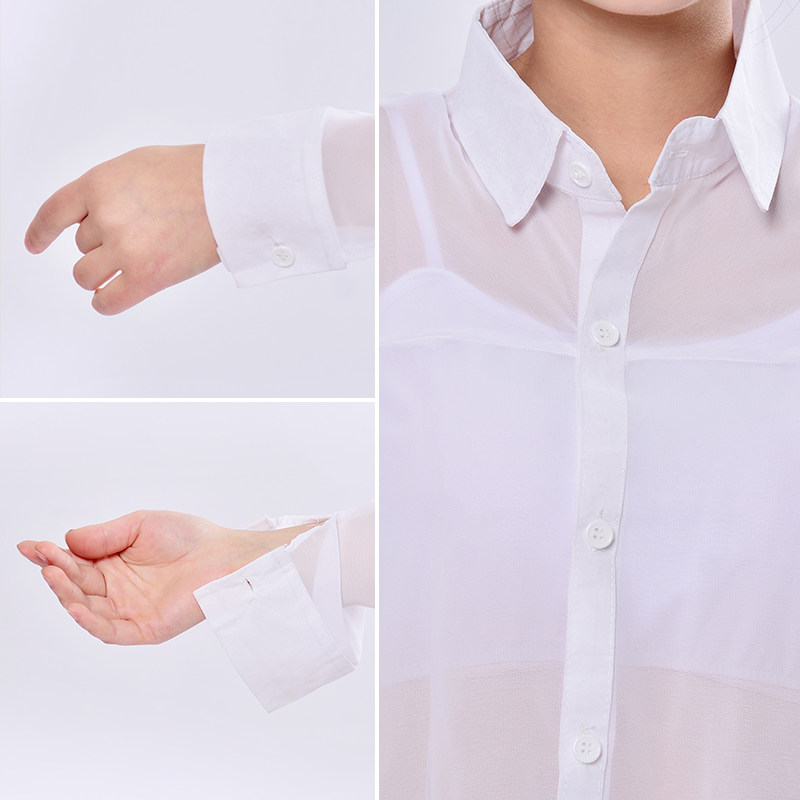 白色雪纺长袖衬衣舞蹈服女成人现代表演演出服民族服装