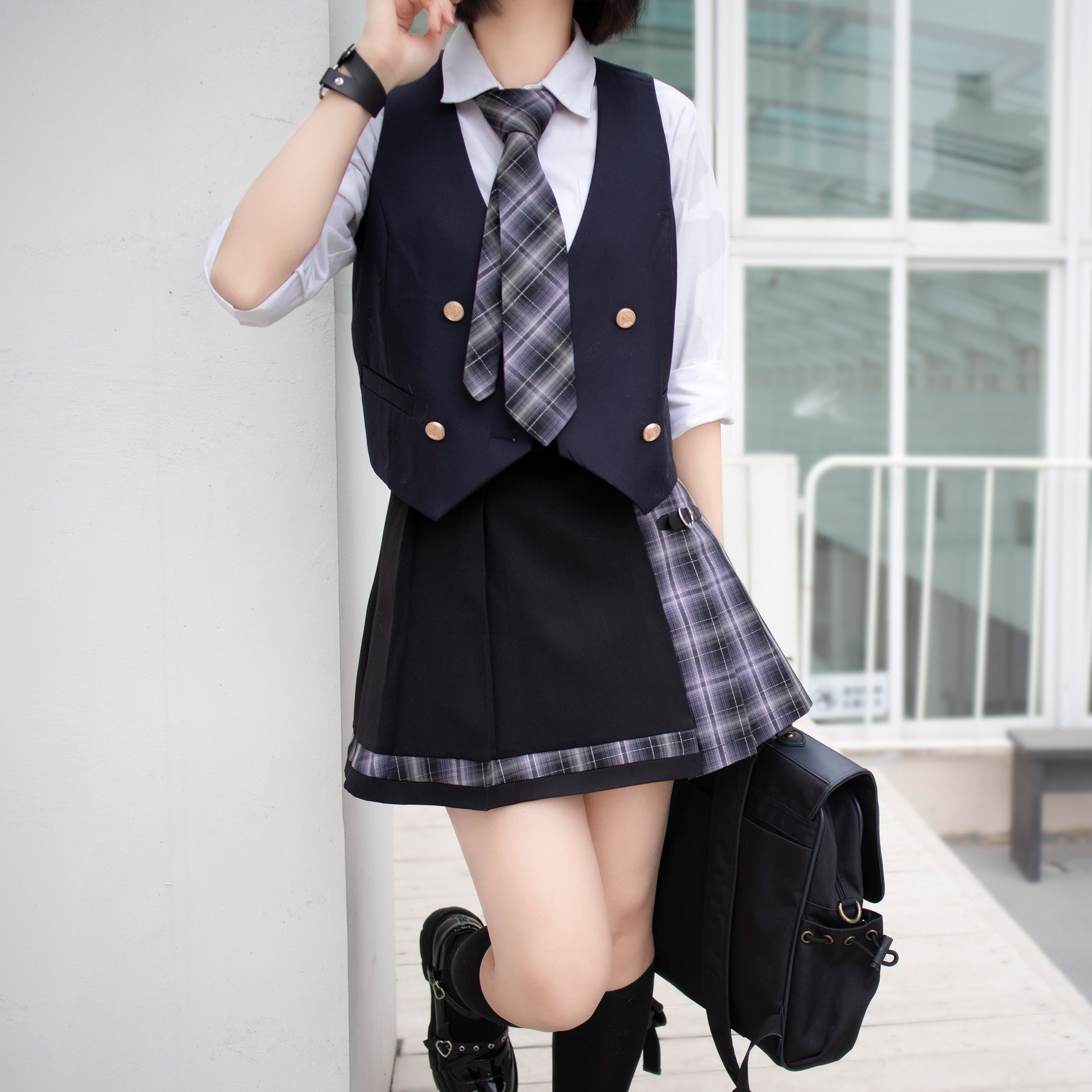 原创紫烟秘闻jk格裙制服正统校供半身百褶裙半身裙