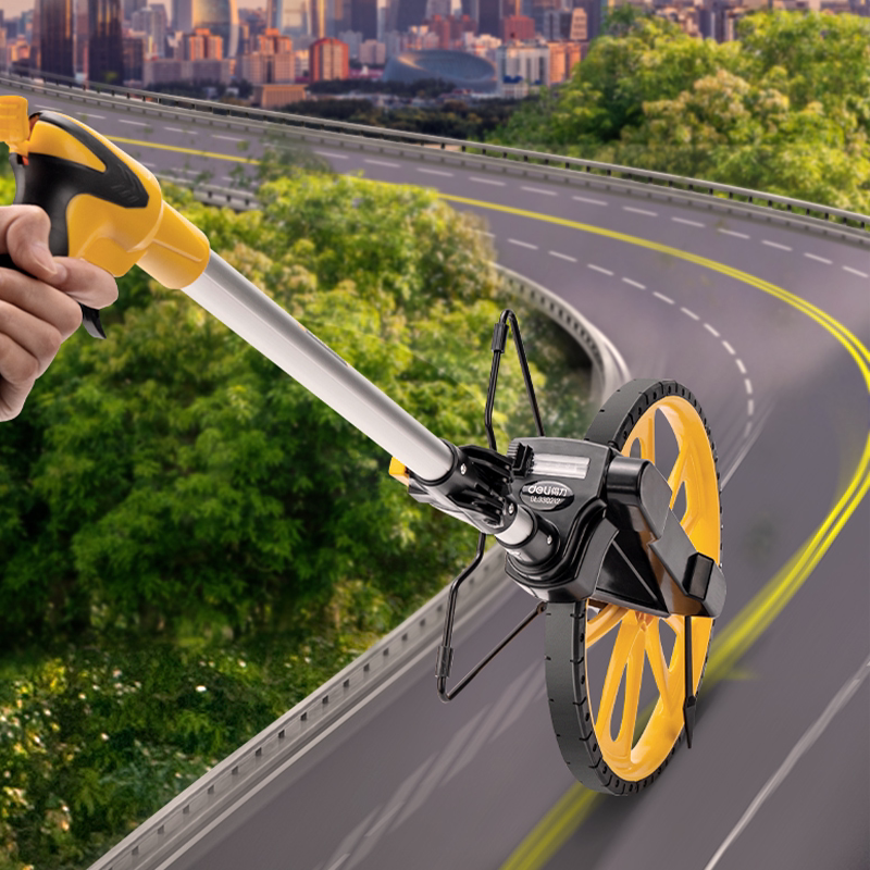 得力测距手推滚轮轮式车器机械数显量地量路测距仪