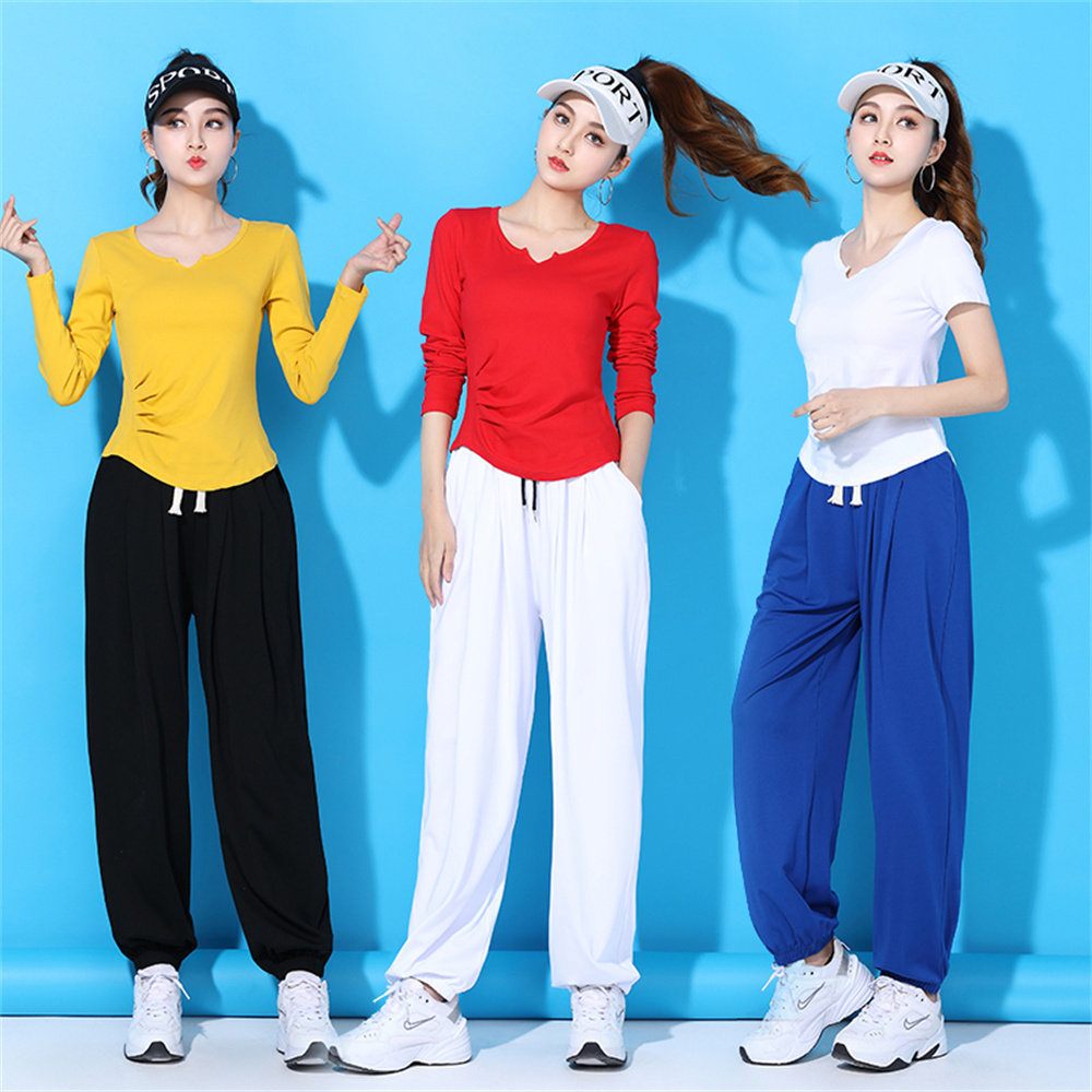 杨丽萍广场舞服装新款短袖套装团体运动健身舞蹈跳舞衣服女灯笼裤