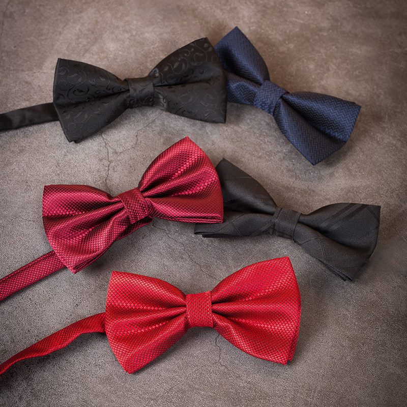 伴郎领结男 西装男士蝴蝶结结婚婚礼新郎团红色黑色时尚领花衬衫