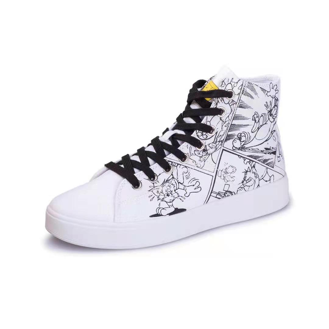 特步猫和老鼠联名板鞋男鞋女鞋运动休闲情侣新款高帮运动休闲鞋