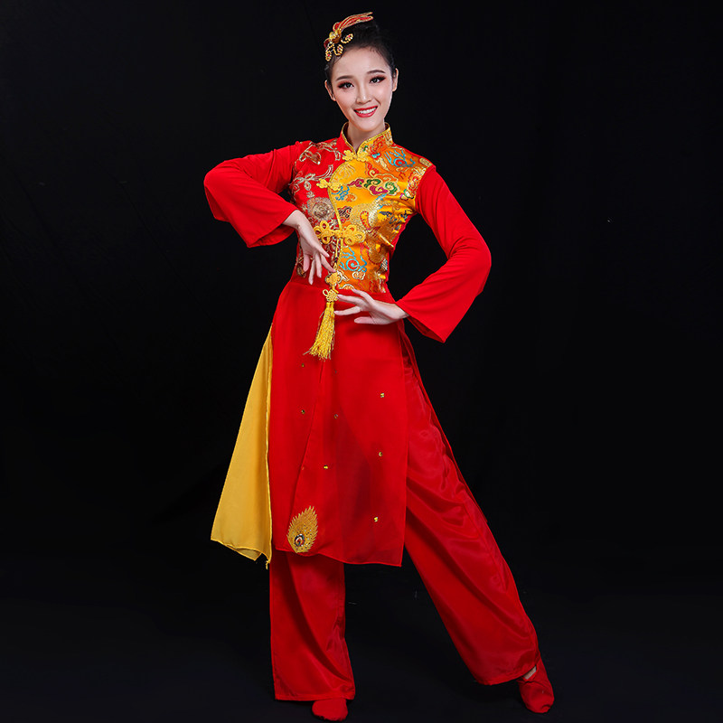 腰鼓打鼓演出服女中国风喜庆秧歌水鼓舞龙舞狮民族服装