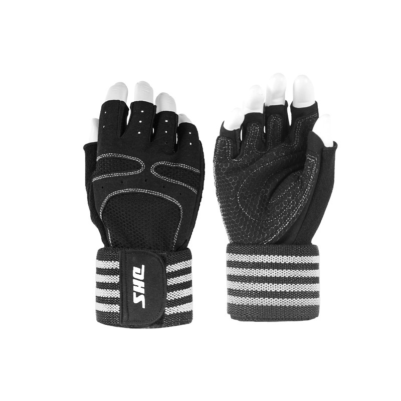 红双喜运动健身男女器械锻炼护手套防起茧加长绑带防扭伤