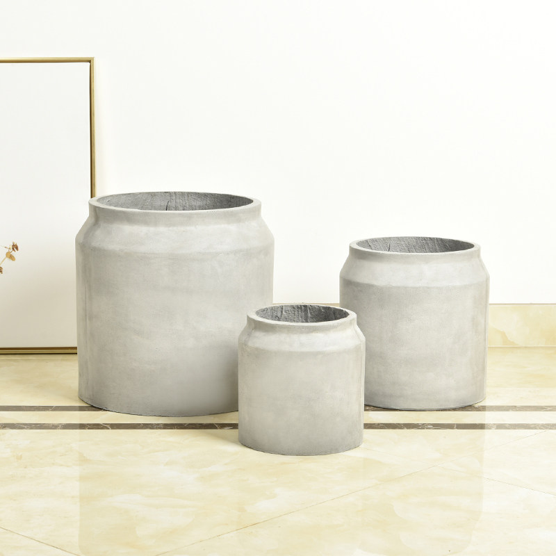人气圆柱收口花盆水泥创意个性大号北欧简约环保花盆
