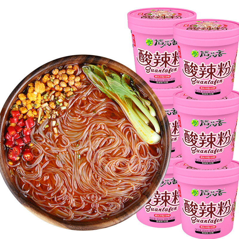 稻花香珍品酸辣粉桶装冲泡马铃薯细粉丝方便面泡面整箱批发6桶装