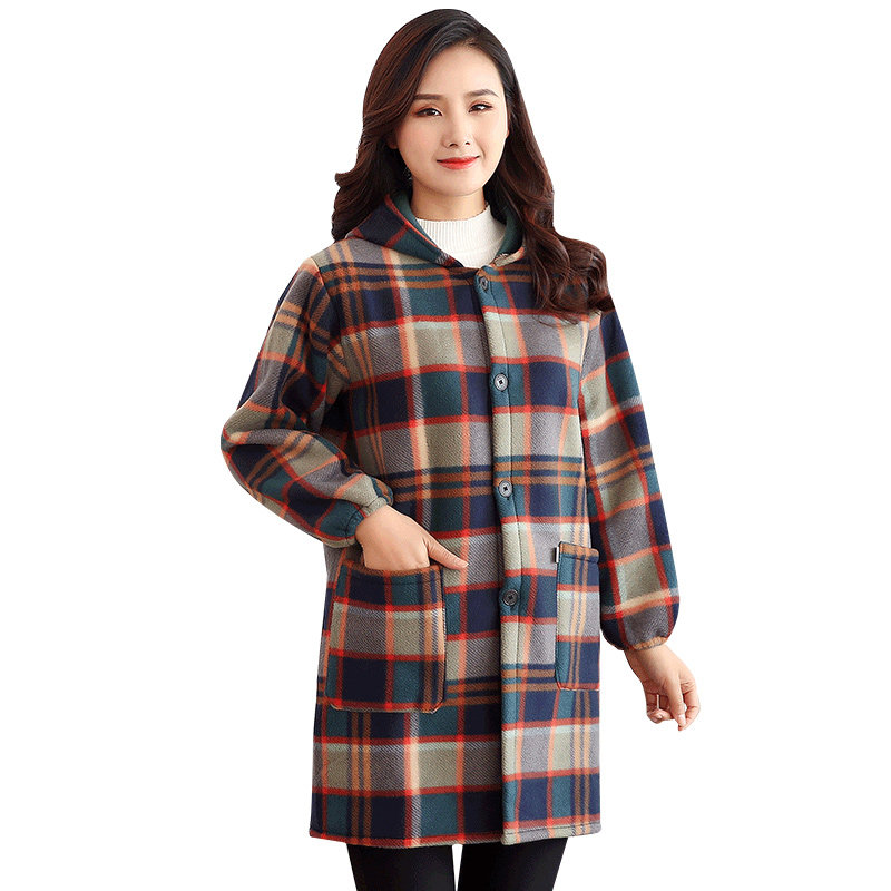 护衣罩衣大人加绒厚厨房防油时尚工作服外穿长袖围裙外套女士冬季