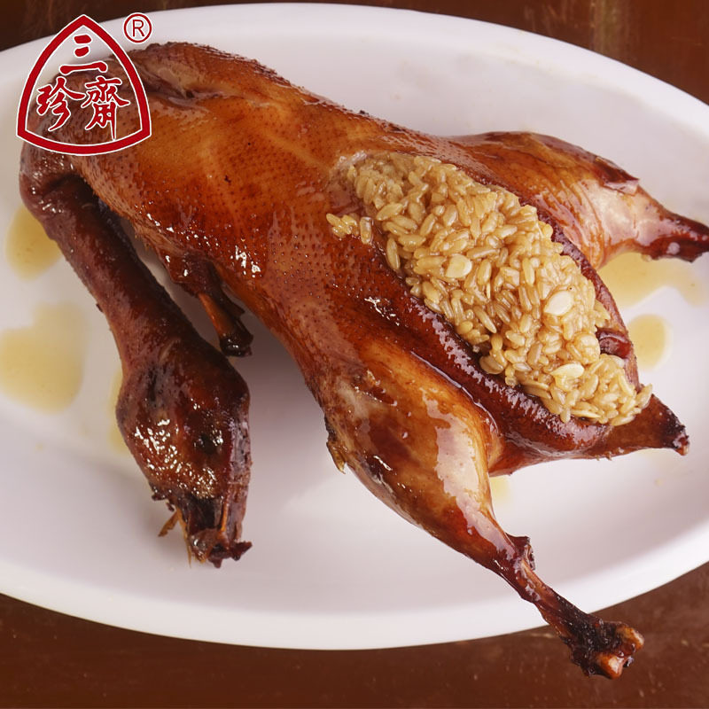 嘉兴乌镇特产三珍斋香糯米八宝鸭整只800g真空鸭肉零食