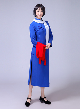 民国江姐女表演绣红旗话剧演出服