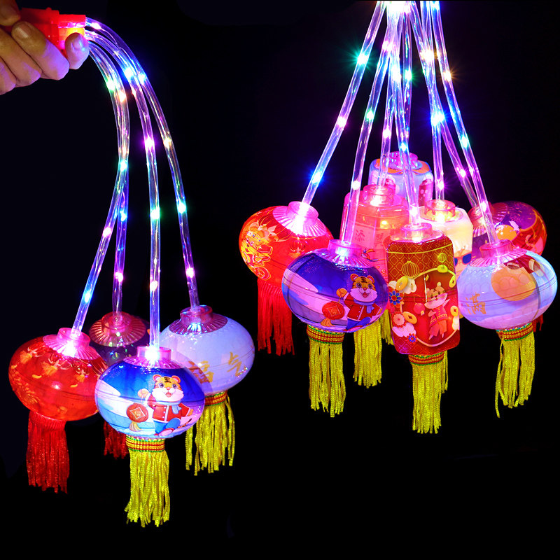 虎年年春节儿童新年礼物发光手提小灯笼小朋友玩具灯笼