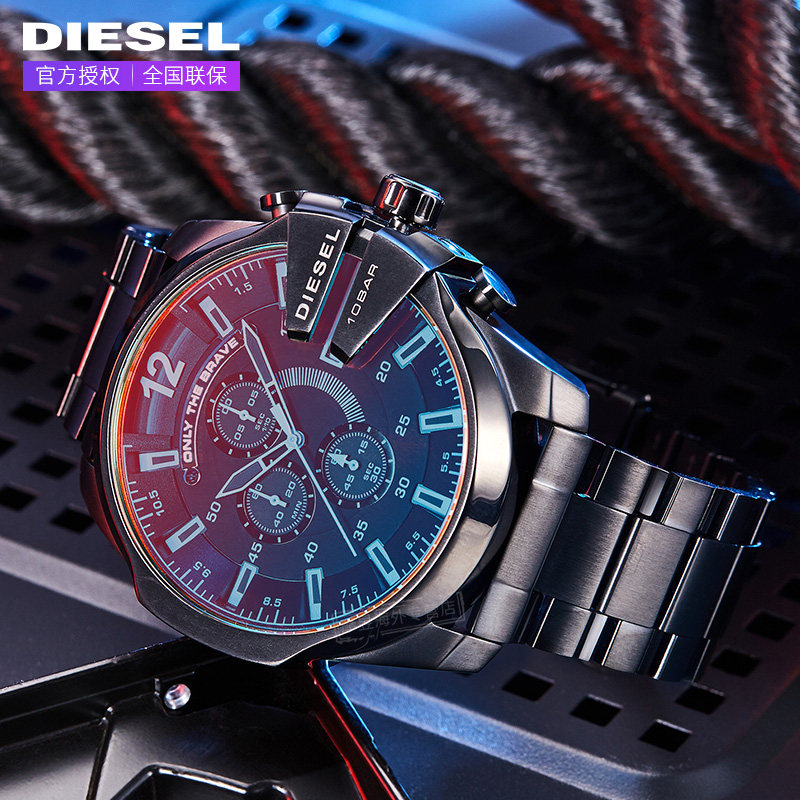 手表diesel迪赛正品潮流表盘偏光石英表男士dz4318欧美腕表