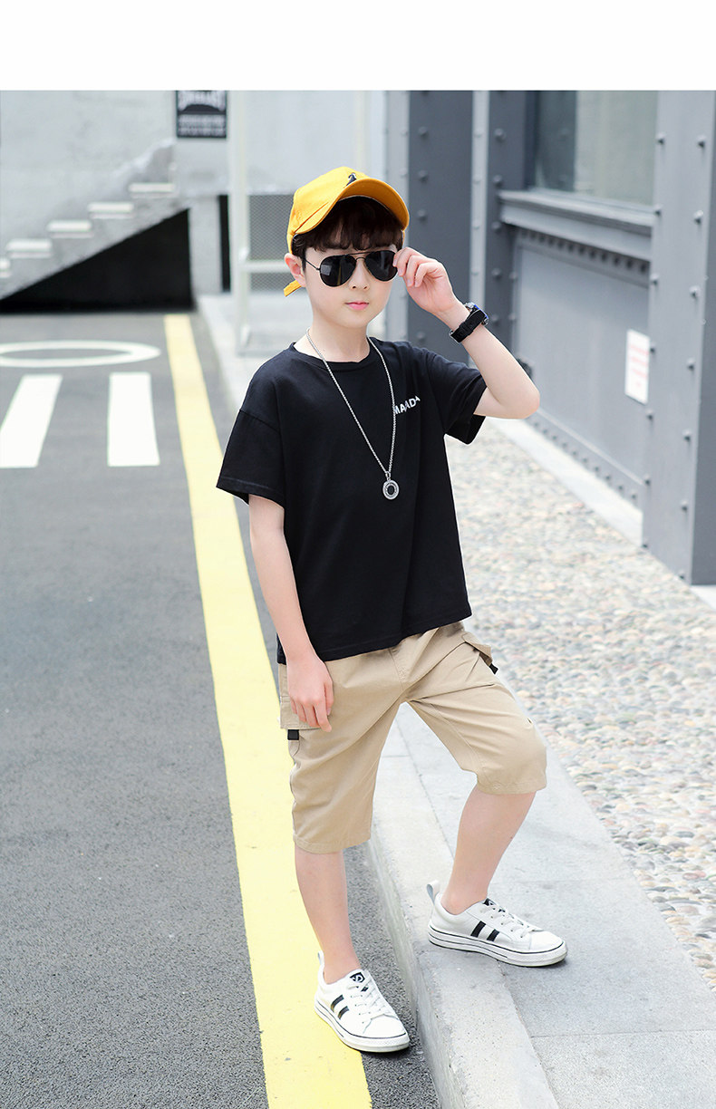 男童夏季小雏菊纯棉短袖套装