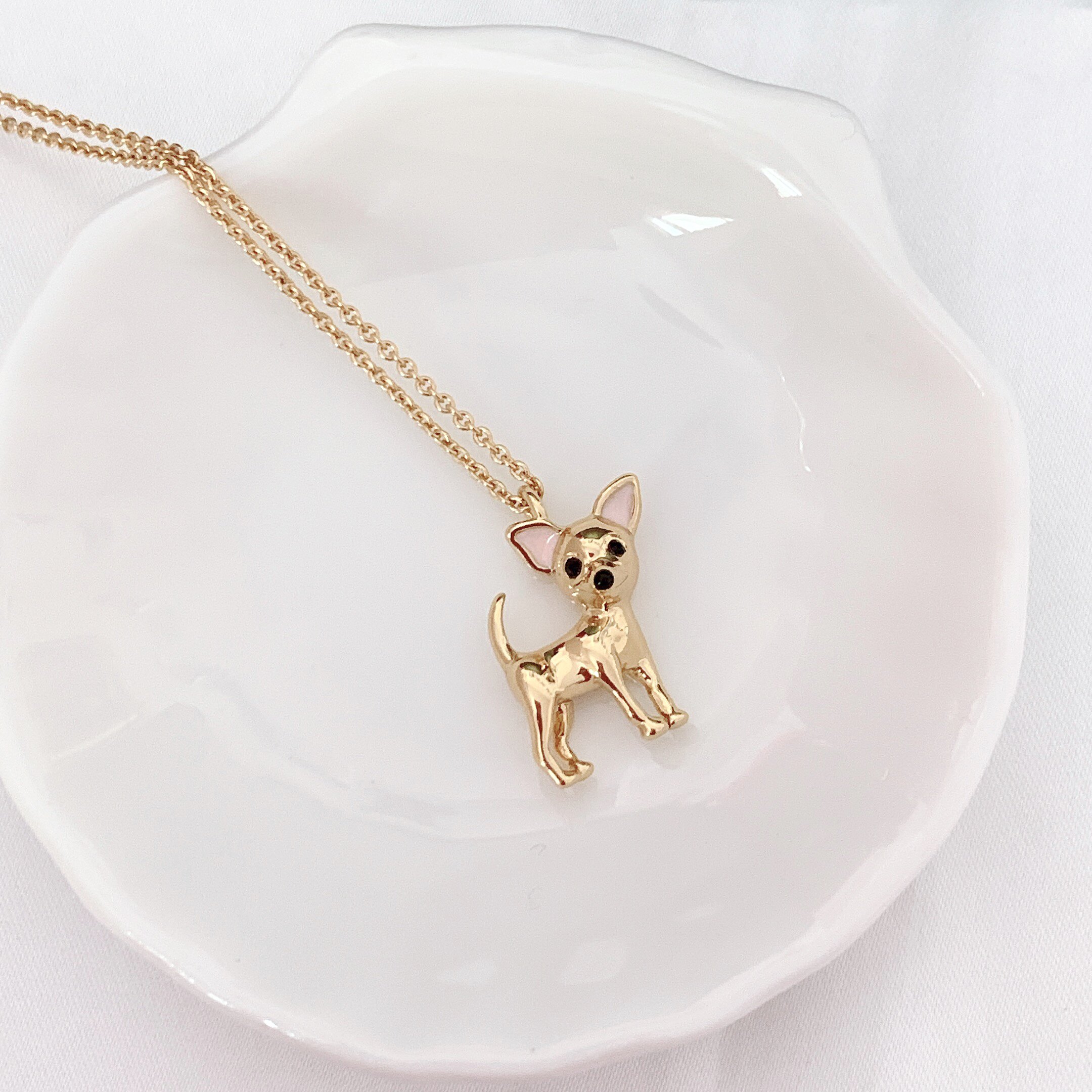 欧美饰品ks新款金属镀金可爱萌宠吉娃娃狗狗项链