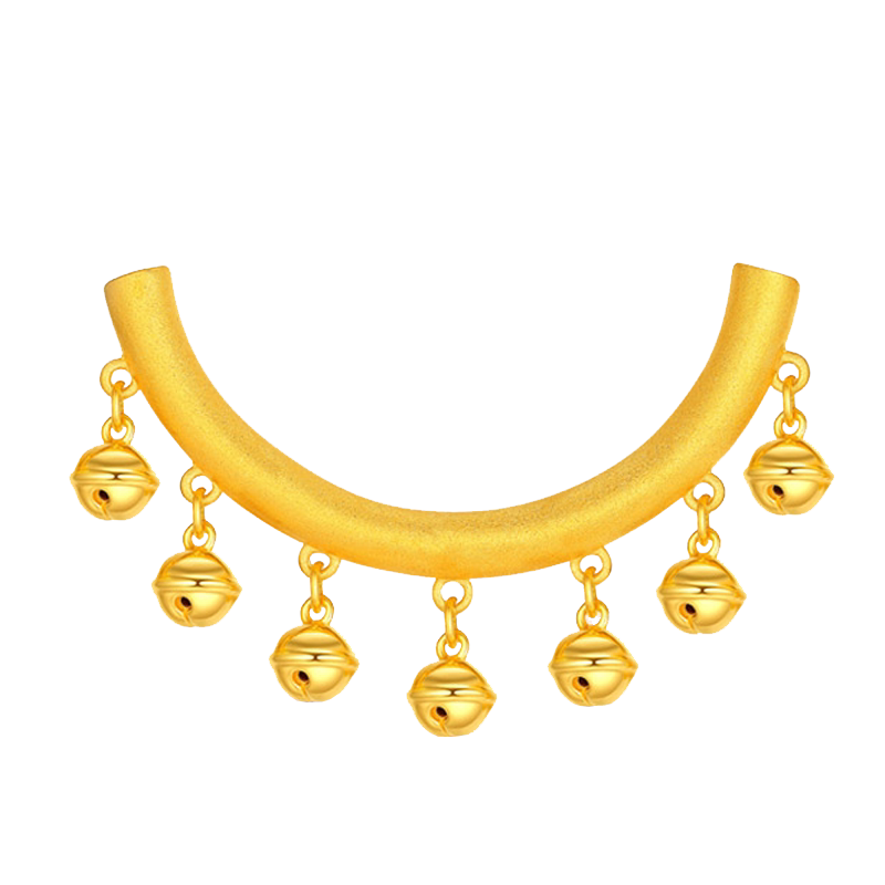足金吊坠黄金金铃铛3d硬金弯管铃铛转运手链颈饰