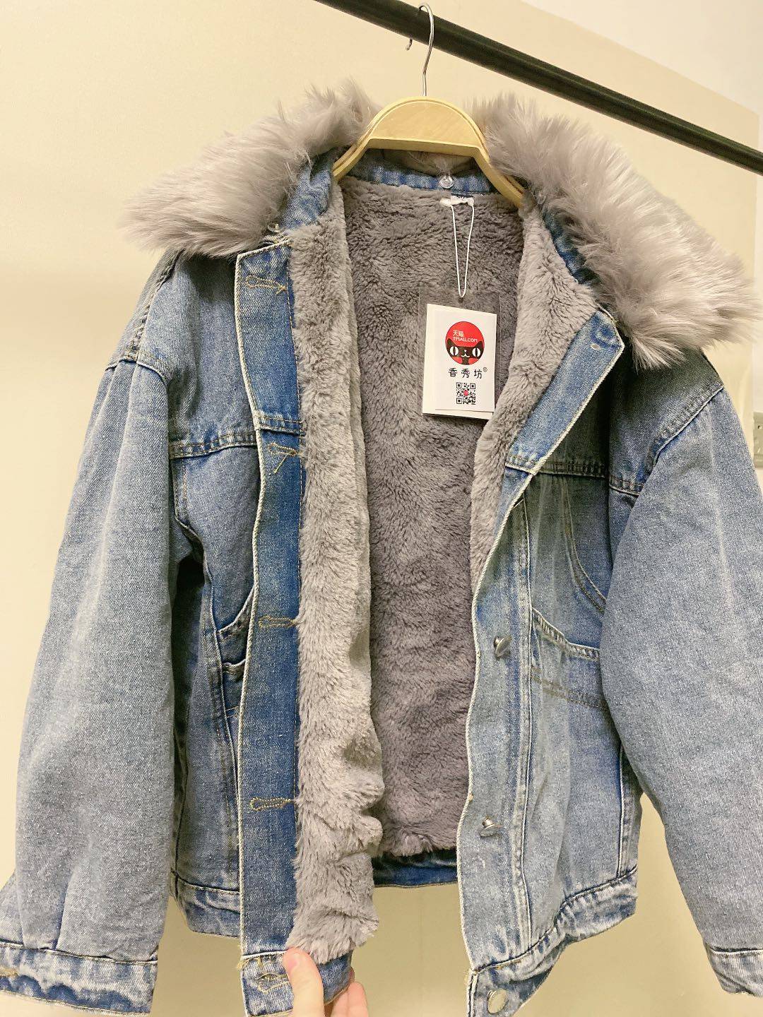 牛仔短外套女冬季保暖加厚洋气羊羔毛绒小个子宽松韩版百搭棉衣服