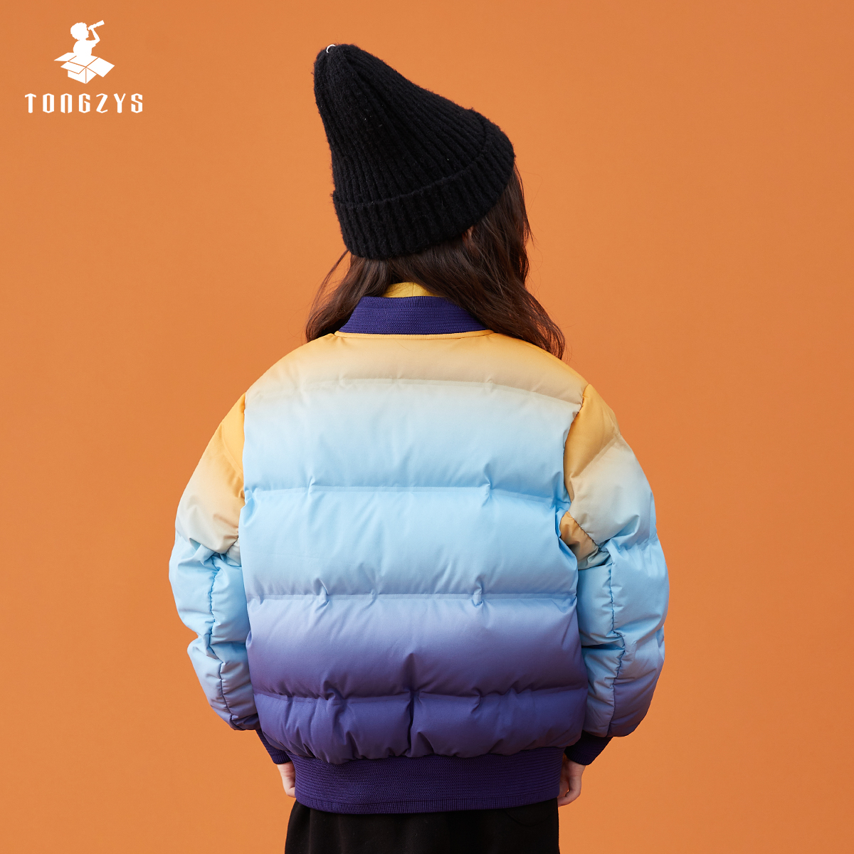 羽绒服潼臻一生2020儿童渐变变色男女女孩上衣外套羽绒服