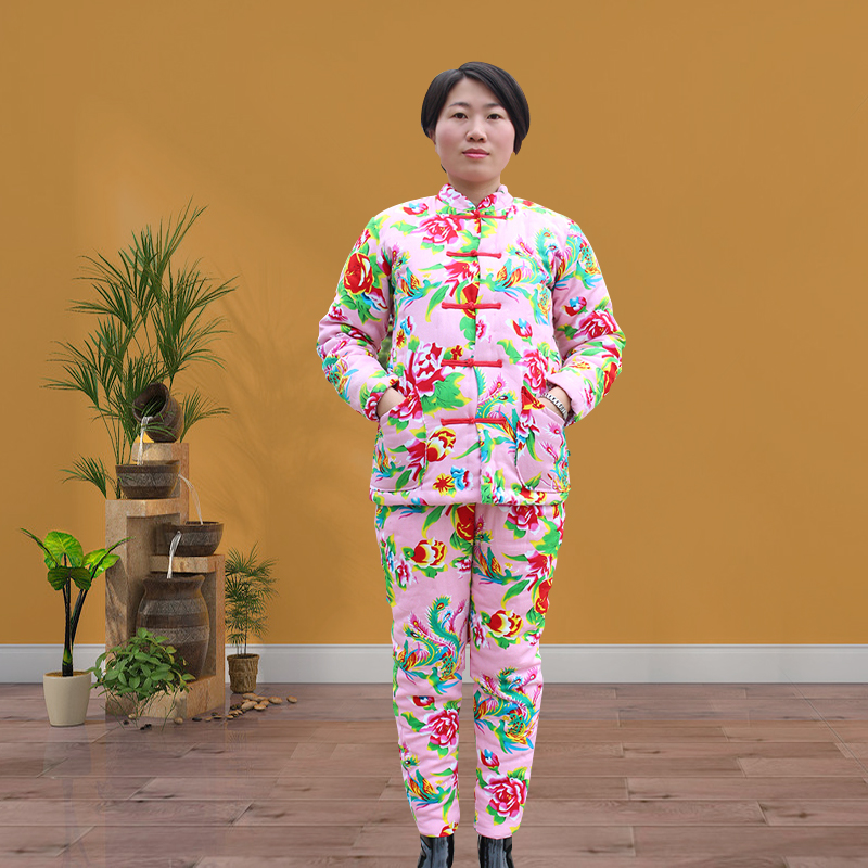 纯棉棉花手工冬季东北北大花布布女士棉袄棉裤棉衣