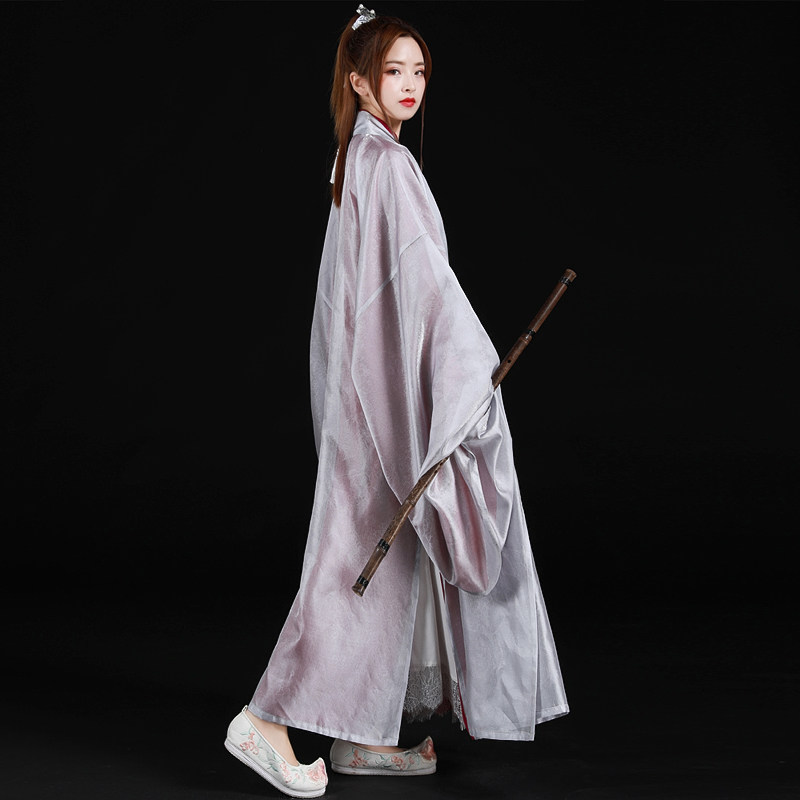 鸣皋堂可定制传统汉服男女通穿灰色直裰外衫汉服