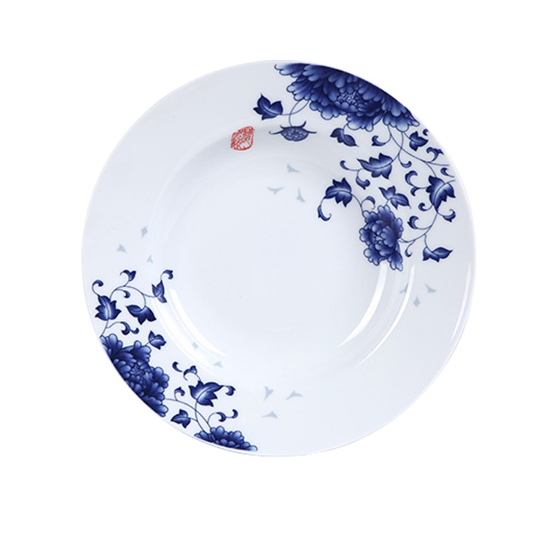 陶瓷红叶8英寸盘子家用菜盘圆形饭盘青花瓷碟子盘