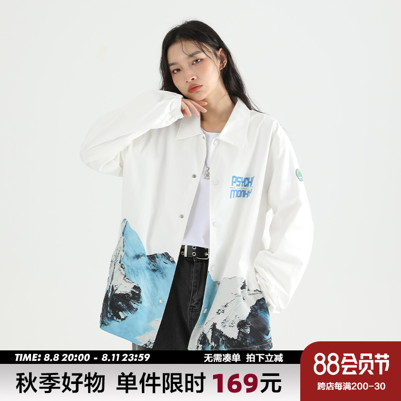 PCMY国潮牌雪山教练夹克春季新款情侣装ins宽松男女日系外套