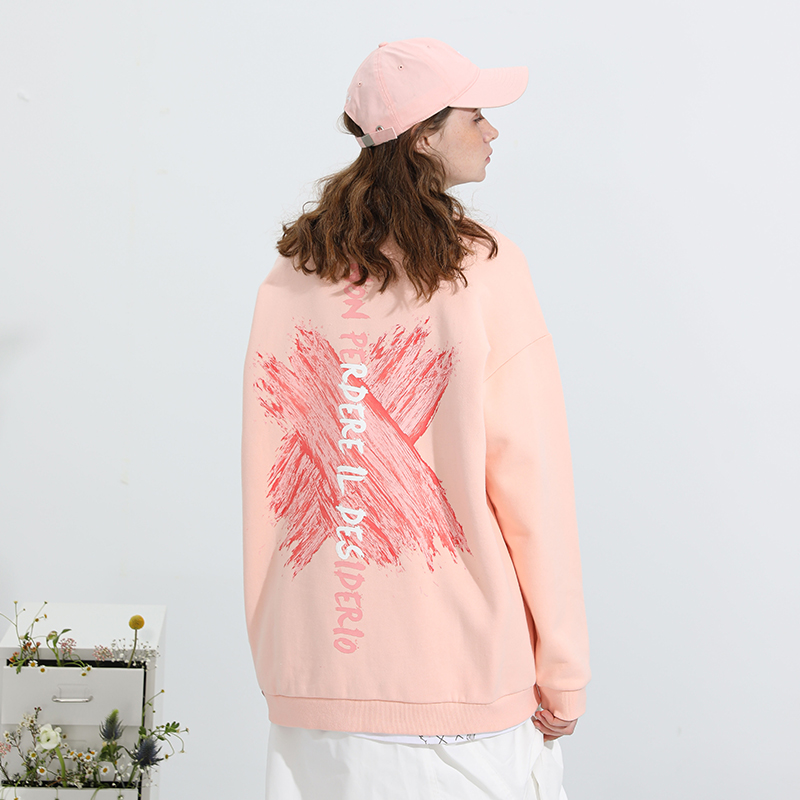 PCMY潮牌刷漆圆领卫衣涂鸦宽松情侣装嘻哈男女外套春新款打底上衣