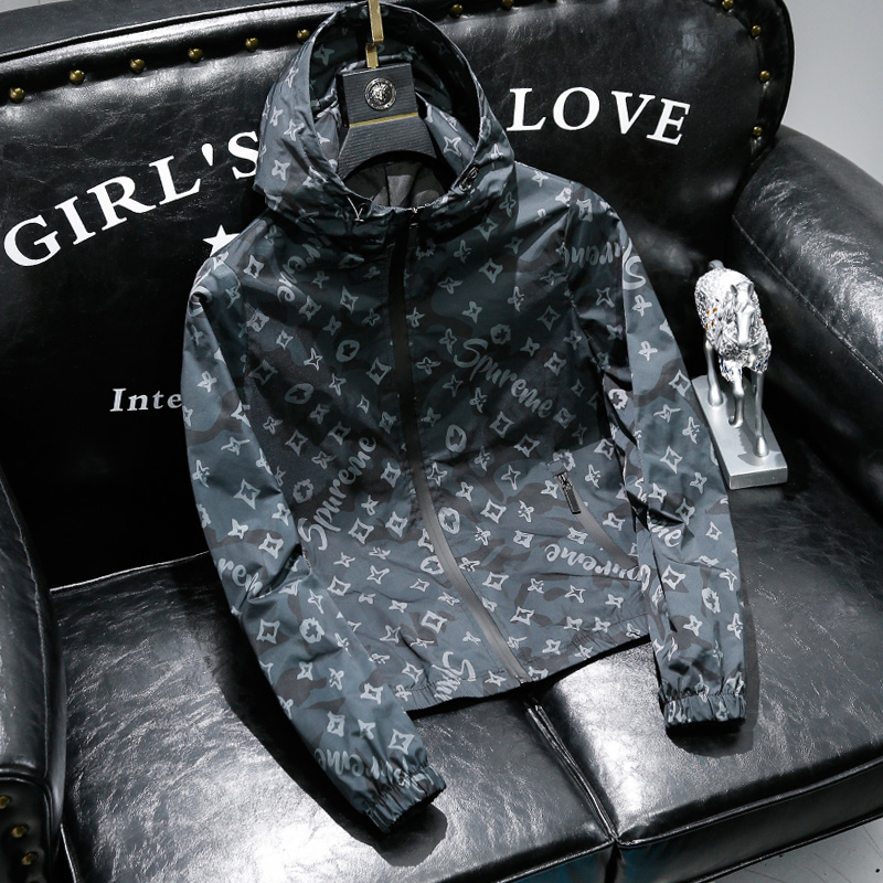 夹克外套男春秋欧洲站2022新款潮流休闲男装连帽花夹克男高端外衣