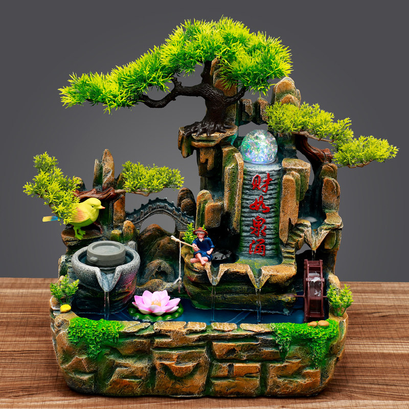 流水假山喷泉生财转运风水水轮循环环水客厅流水摆件