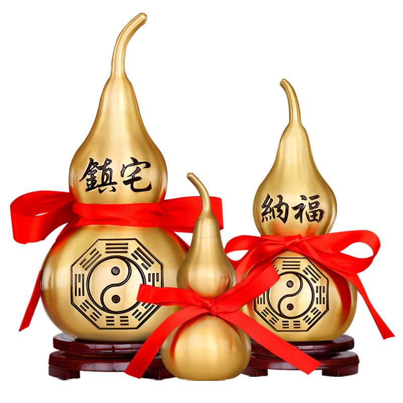 葫芦开口纯铜八卦镇招财家居客厅办公室摆件小号摆件