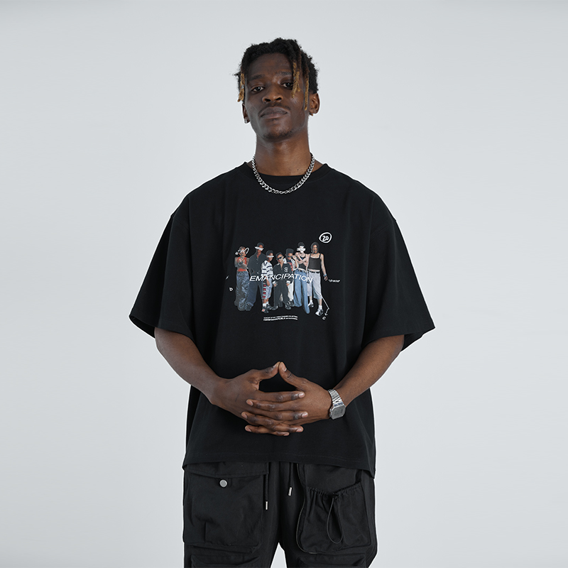 harshandcruel 90s文化意识印花潮流宽松春夏情侣款短袖T恤张真源