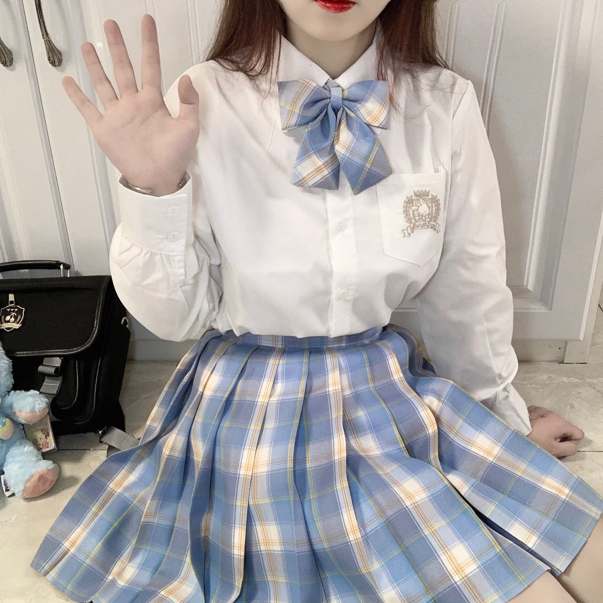 月牙平角领结海豚jk原创制服学生校服