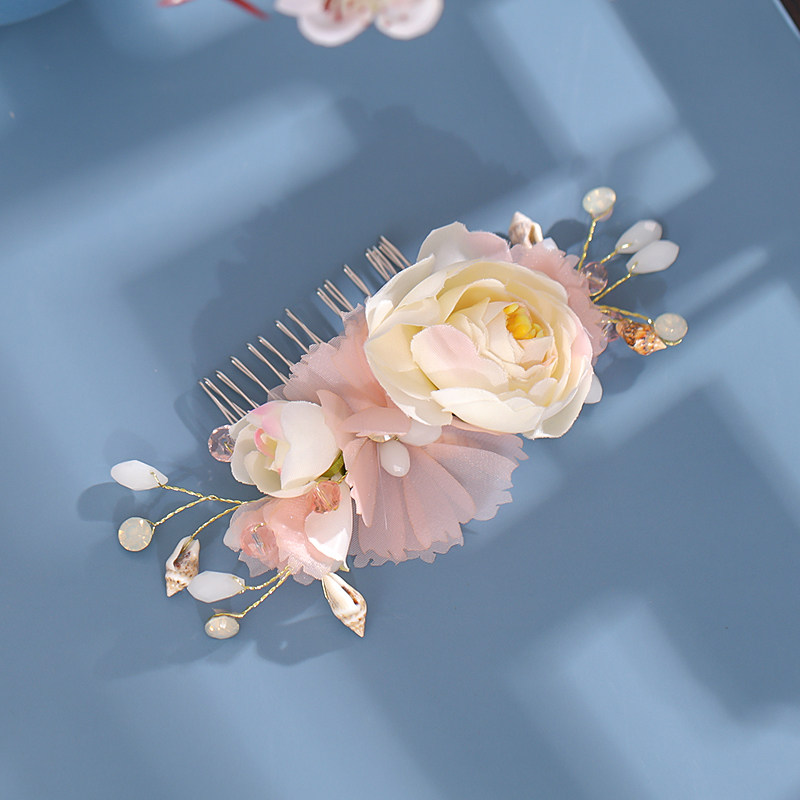 绢花头饰古风手工花朵海螺插梳森系甜美发饰发饰
