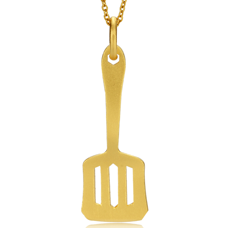 足金纯金古法厨房金铲铲铲子实物cosplay游戏手办定价黄金吊坠