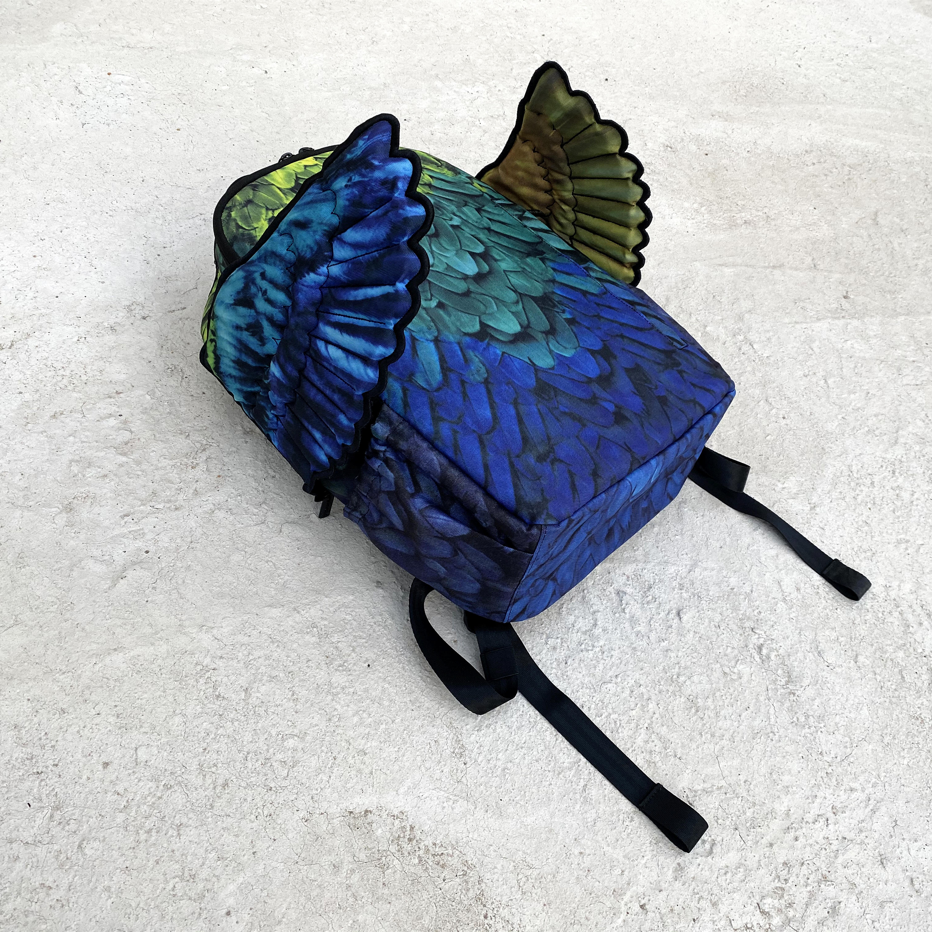 美国潮牌双肩包天堂之翼中学生书包绿色羽毛翅膀双肩背包