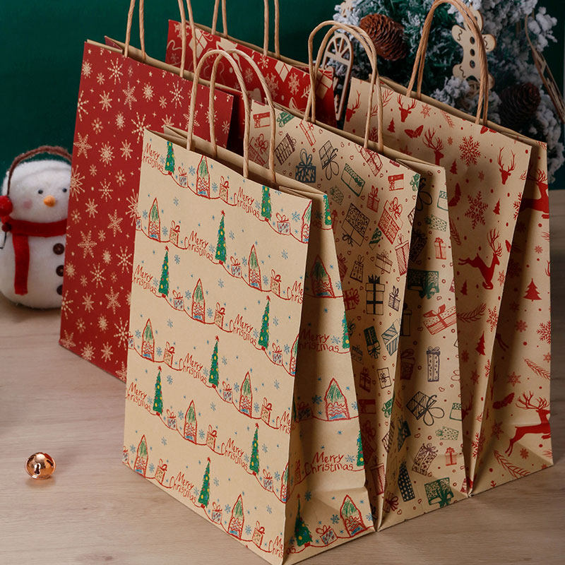 礼物五个节日节日礼品礼品袋圣诞节牛皮牛皮纸纸袋装饰糖盒