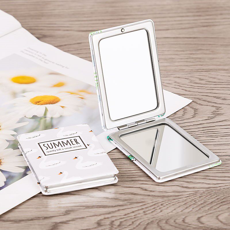 随身便携携带镜子方形手持折叠翻盖化妆镜双面随身化妆镜