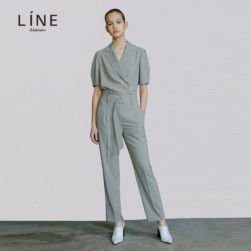 line女装韩国秋季新品收腰纯色短袖气质衬衫衬衫