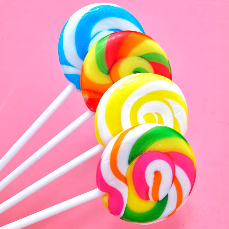 儿童节25克彩虹棒棒糖彩色波板糖创意圆形糖果果儿传统糖果