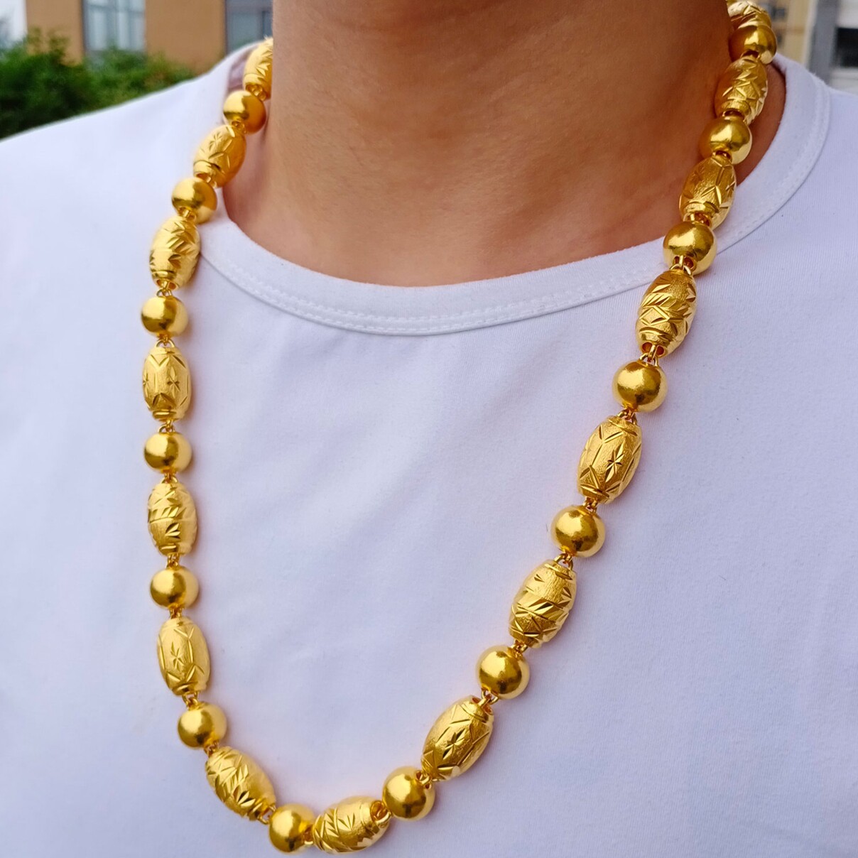 黄金显粗包退换不满意送礼定制支持圆珠项链橄榄项链