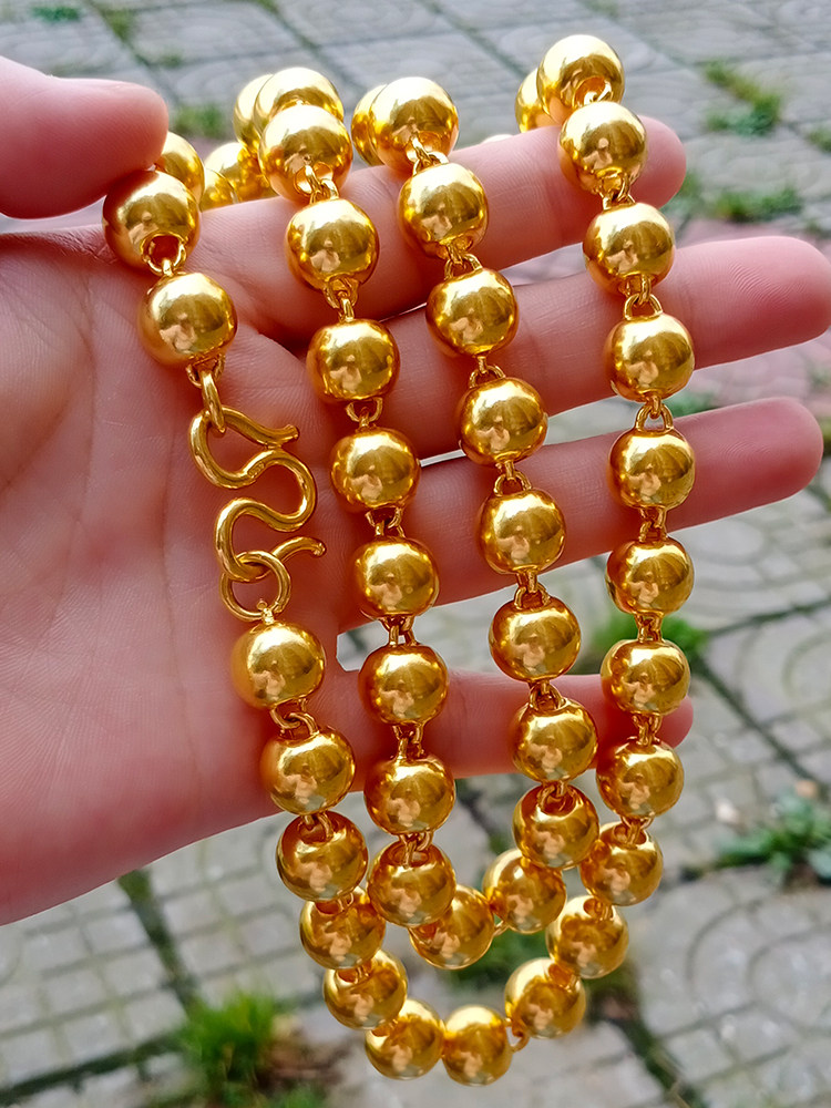 项链黄金男款9999足金圆珠包银不掉掉色夜店项链