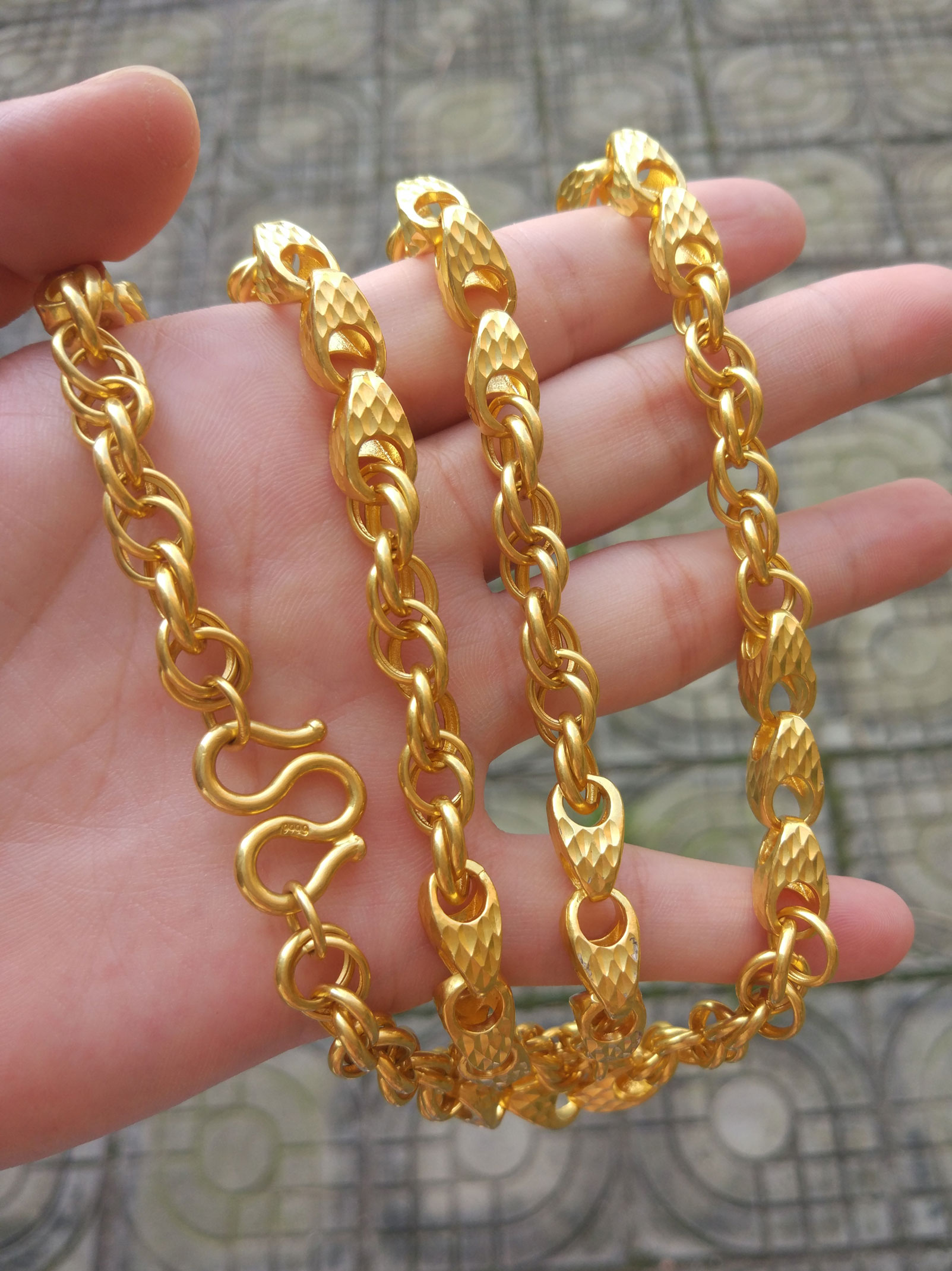 项链足金金项链24k黄金男款瓜子百搭简约大气项链