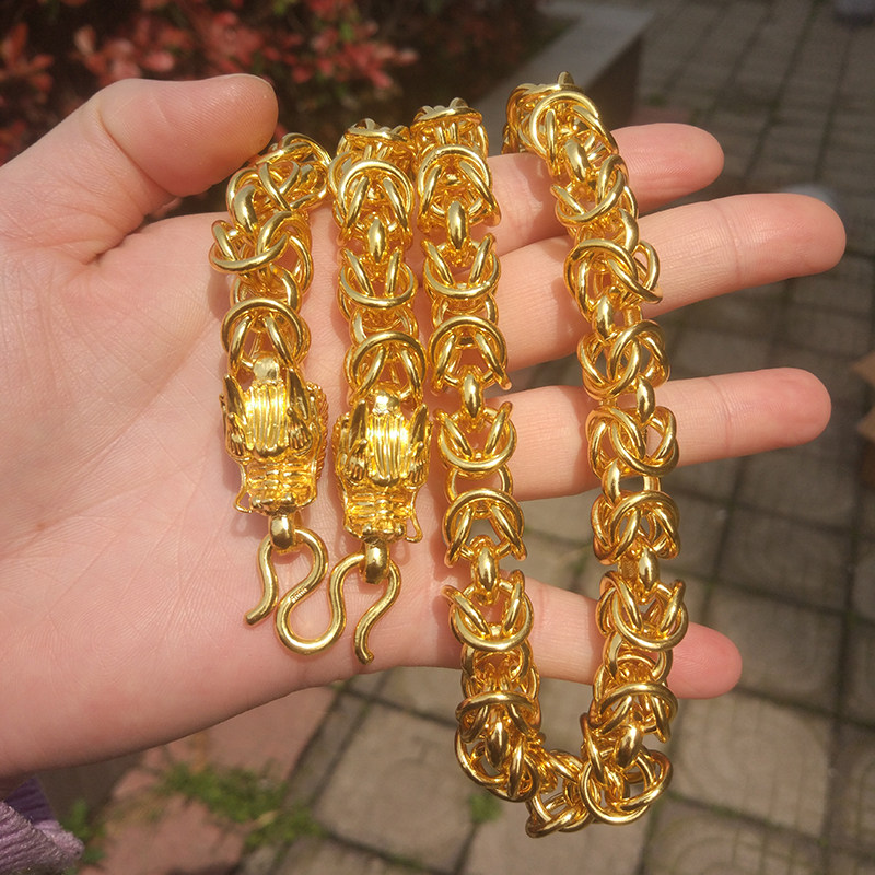 大克黄金项链男显粗金包银男款足金潮颈饰送项链